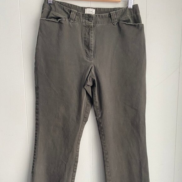 LL Bean Military Green Outdoor Hiking Favorite Fit Pants Women’s Size 12 M Tall - Picture 1 of 5
